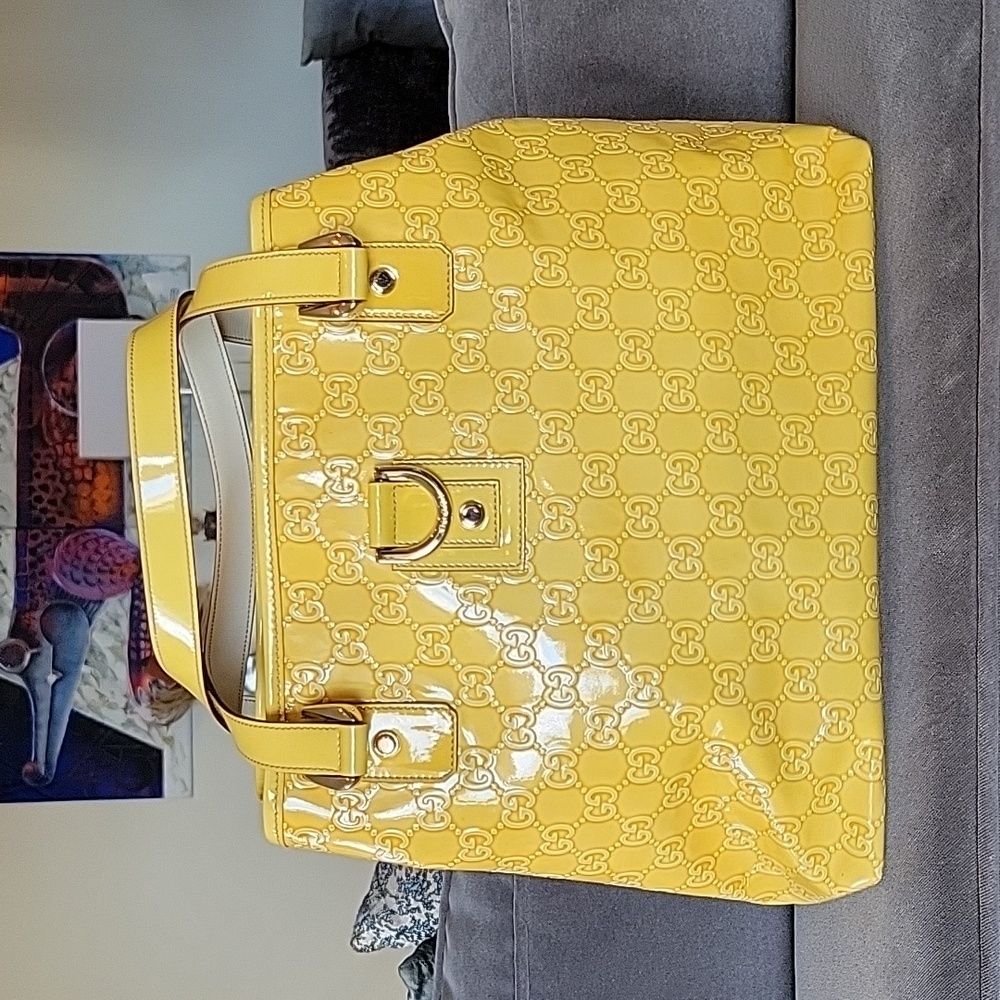 Gucci Vintage Yellow Patent leather tote – EUC - Picture 4 of 11